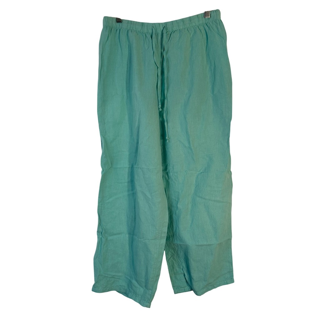 Hot Cotton by Marc Ware Linen Blend Wide Leg Drawstring Pants‎ Seafoam Green M